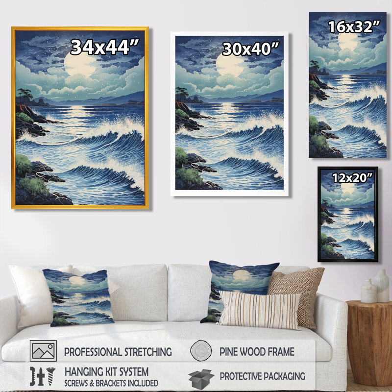 Robbinsdale - reproduction d'art mural plage et océan, H 20 po x l 12 po x P 1 po, Toile avec cadre flottant noir