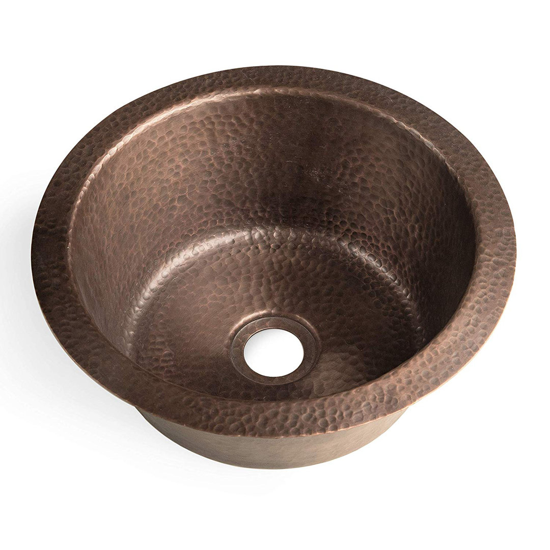 Pure Copper Hand Hammered Essex Dual Mount Single Bowl Bar Prep Sink 12"  Monarch Abode