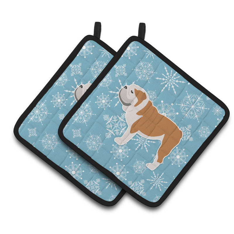 Cuisinier poignée bouledogue anglais en flocons de neige east urban home