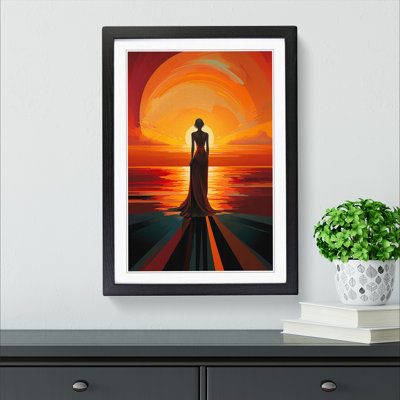 Sunset Art Deco No.3 - Single Picture Frame Print on Wood