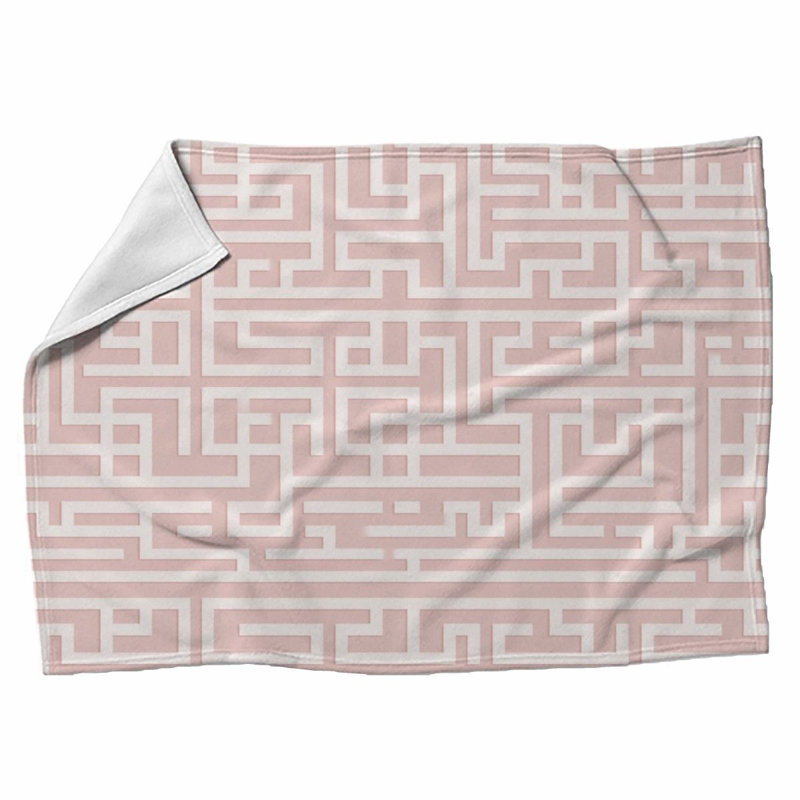 Machine Printed Throw Blanket, Throw, Geometric, Pink/White