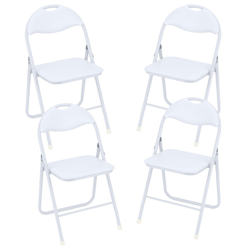 Ensemble de 4 chaises pliantes avec coussins, chaises pliantes portatives en métal avec coussinets antidérapants