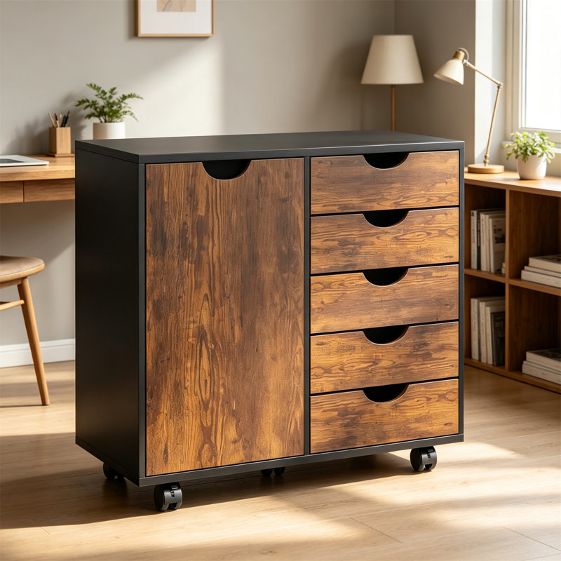 78 cm W 5 -Drawer Filing Cabinet, Rustic Brown