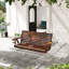 5 FT Wooden Porch Swing 3-Seater with Cupholders, Carbonized-1323362018