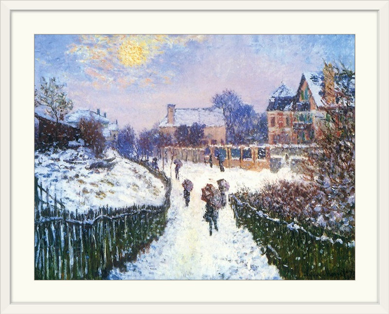 «Boulevard Saint-Denis, Argenteuil» par Claude Monet - reproduction, H 26 po x l 32 po x P 1 po, Cadre blanc