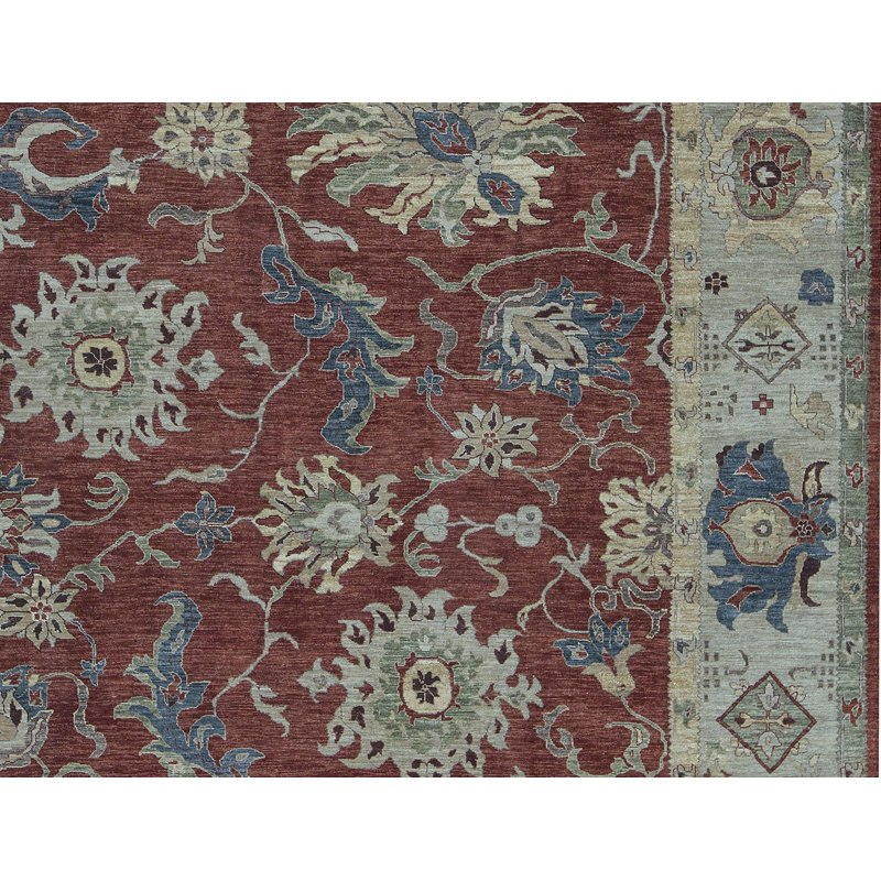 Hand-Knotted High-Quality Rust and Beige Area Rug