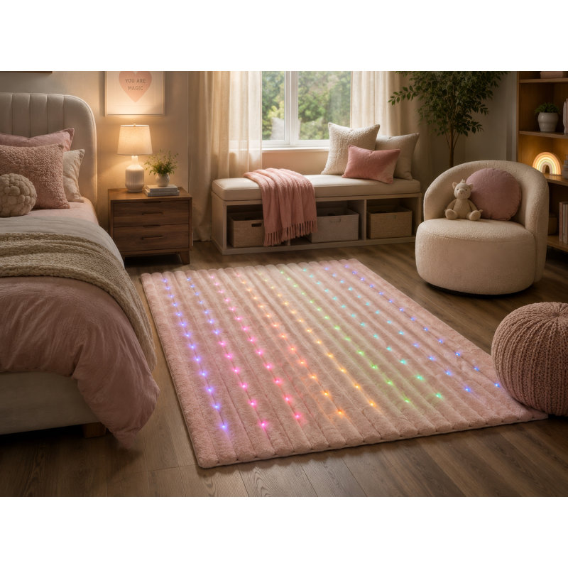 Tapis en mousse à mémoire de forme personnalisable à DEL, Rose