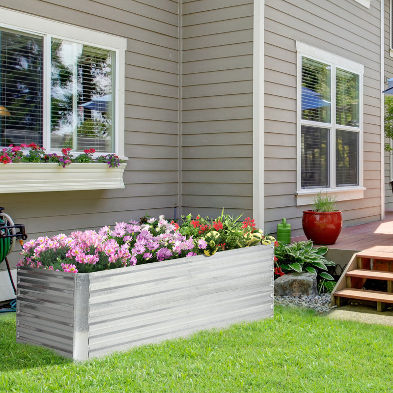 Kiger Metal Raised Garden Bed, Silver, 23.3" H x 70.8" W x 35.5" D