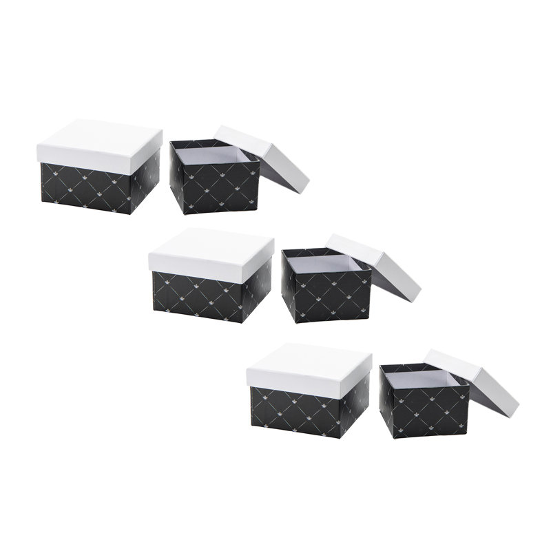 S / 2 boîtes gigognes carrées blanches et noires - lot de 6
