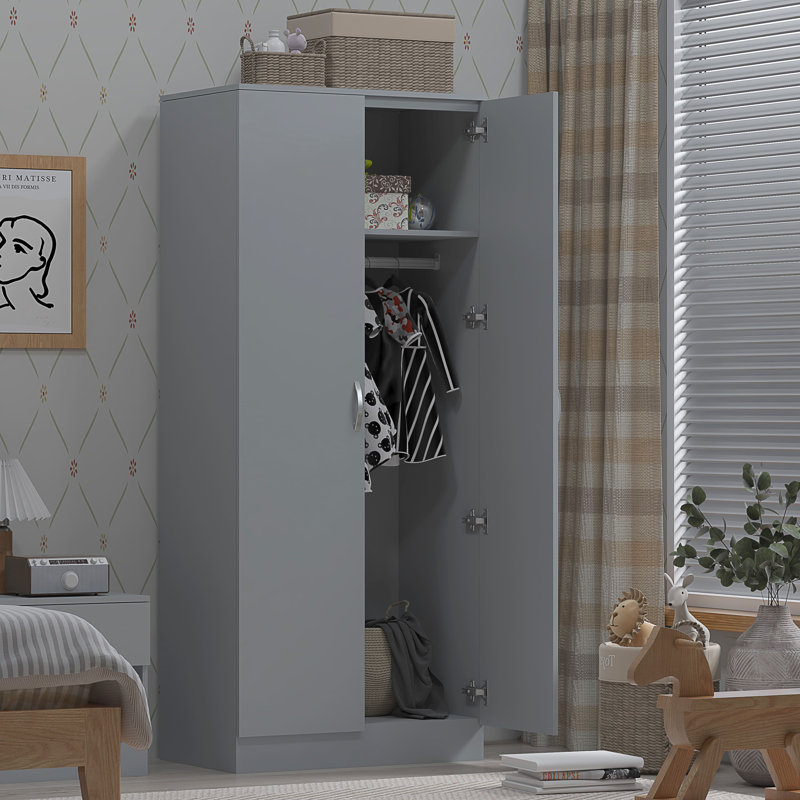 Marlesha 2 Door Manufactured Wood Wardrobe, Grey