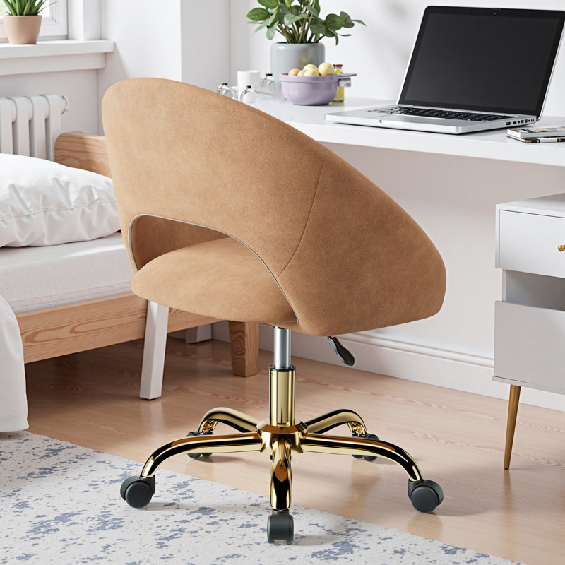 Fauteuil moderne en velours côtelé, Brun, Doré