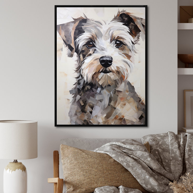 Yorkshire Terrier, portrait curieux, Cadre flottant noir, H 20 po x l 12 po x P 1 po