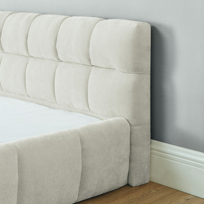 Très grande base de lit tapissier, Beige
