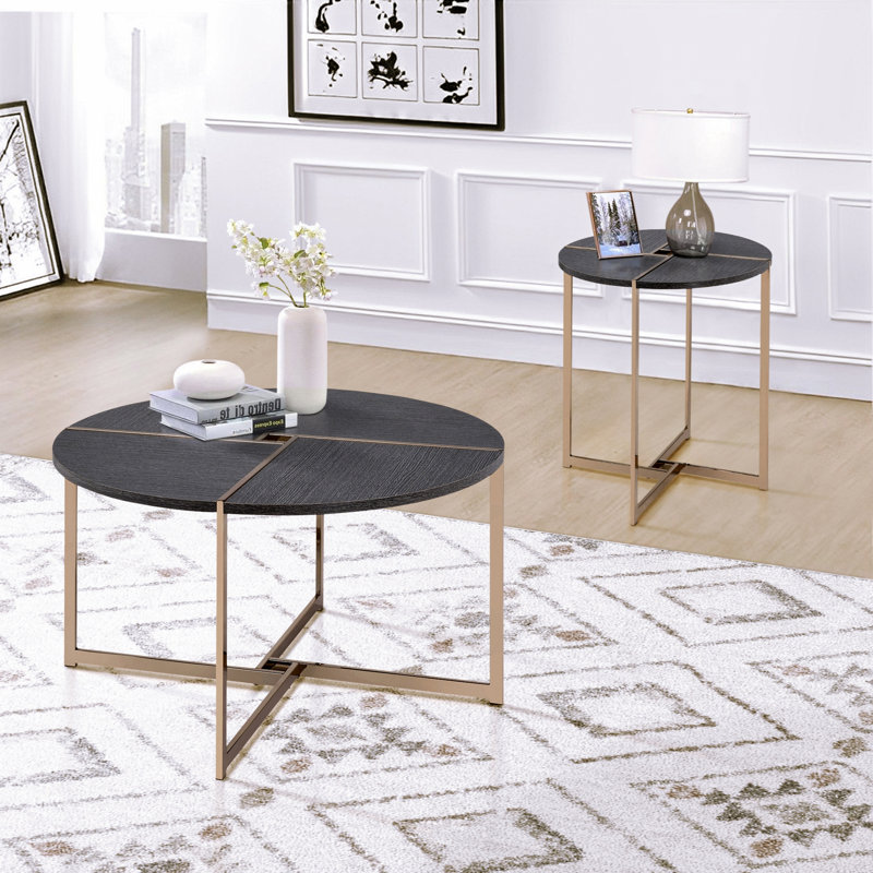 Table de bout ronde noire et champagne