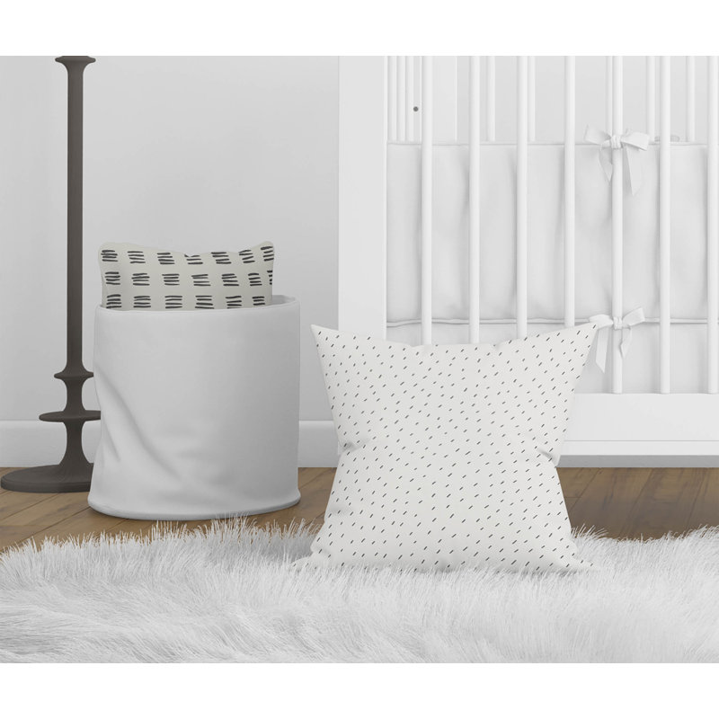 Coussin Paulie, Ivoire / rayures gris anthracite, H 26 po x l 26 po