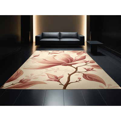 Tapis beige classique lavable à la machine Ortmund Magnolia - reliure beige