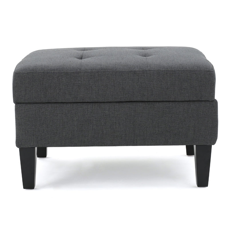 Repose-pieds Ramya avec rangement caché, tissu gaufré gris 28 po