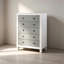 Commode bicolore rustique moderne blanche et grise de 142 cm avec plusieurs tiroirs pour le rangement de chambre