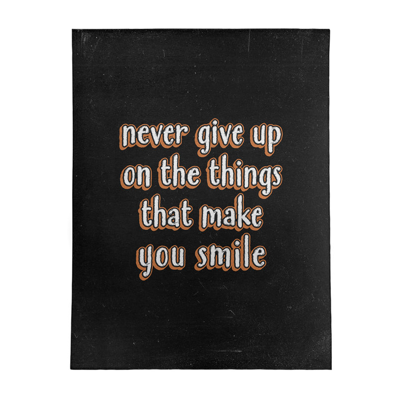 Tapis en chenille de polyester Quotes Joy & Perseverance, Rectangle 5 pi x 7 pi