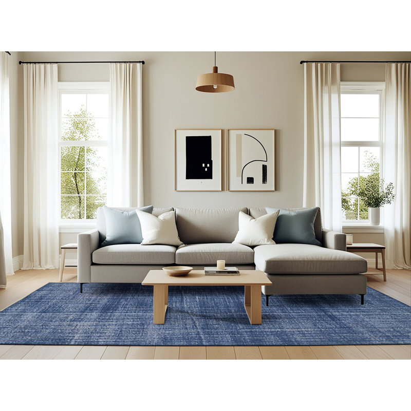 Tapis abstrait bleu foncé Coolnagoppoge, Rectangle 6 pi x 9 pi
