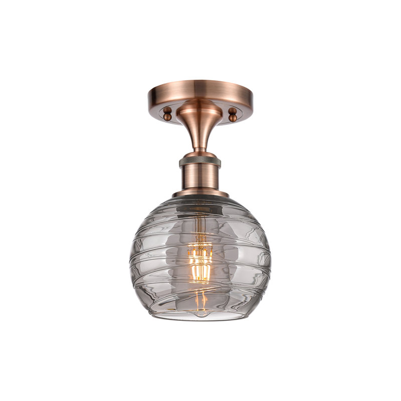 Plafonnier semi-encastré 1 lumière Wager, Cuivre antique, H 9,38 po x l 10 po x P 10 po