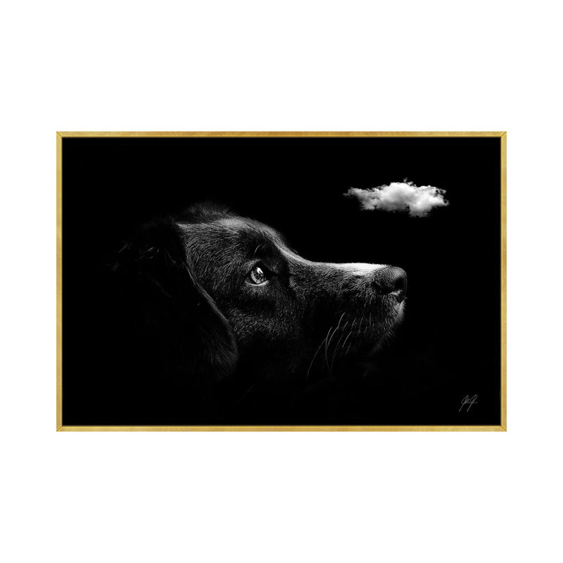 "Découvrant I" par Kathrin Federer-impression d’art graphique, Toile encadrée d'or, Pas de tapis, H 26 po x l 40 po x 1,5 po
