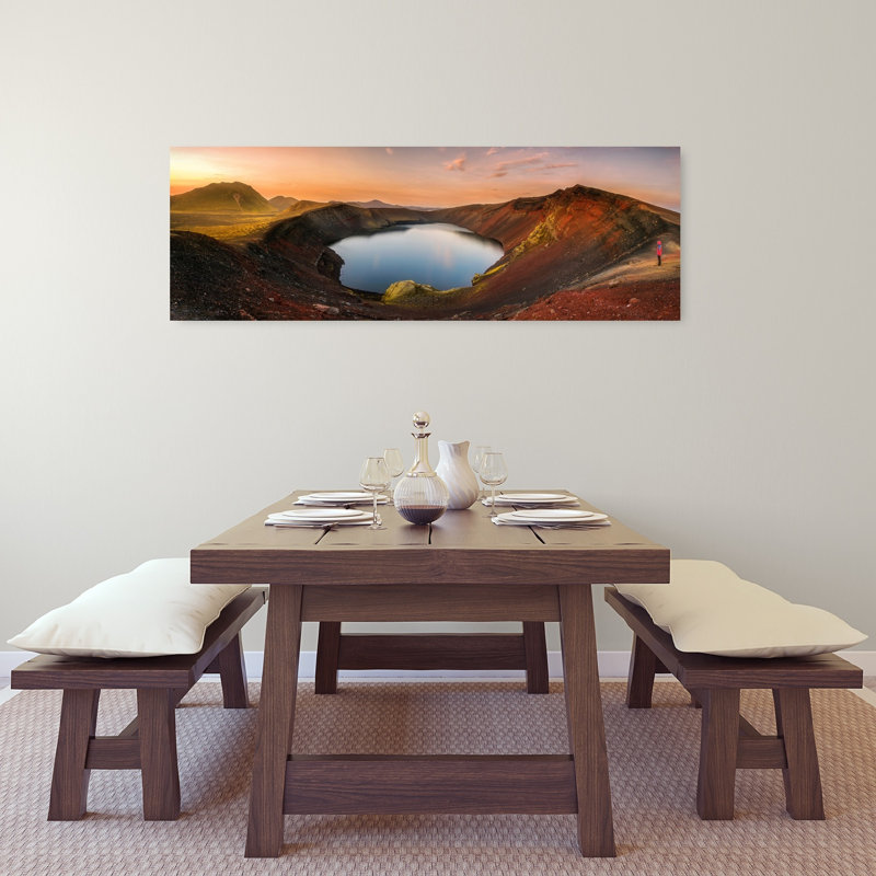 Coucher de soleil volcanique coloré, paysage serein dramatique coloré, art mural, H 16 po x l 48 po
