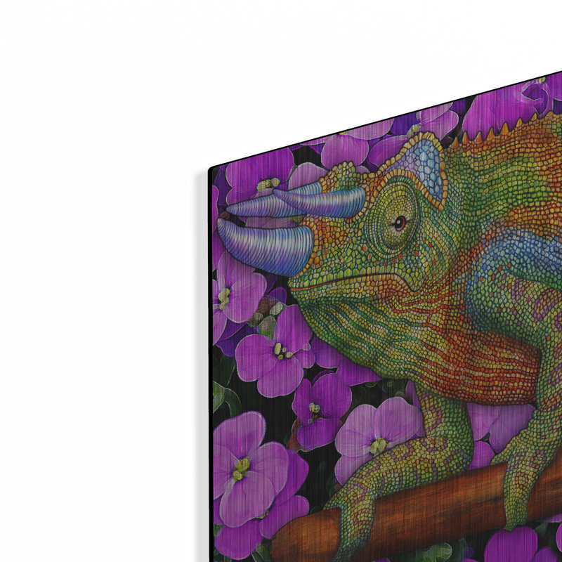  «Jacksons Chameleon» par Tim Jeffs, art mural en métal, H 12 po x l 16 po
