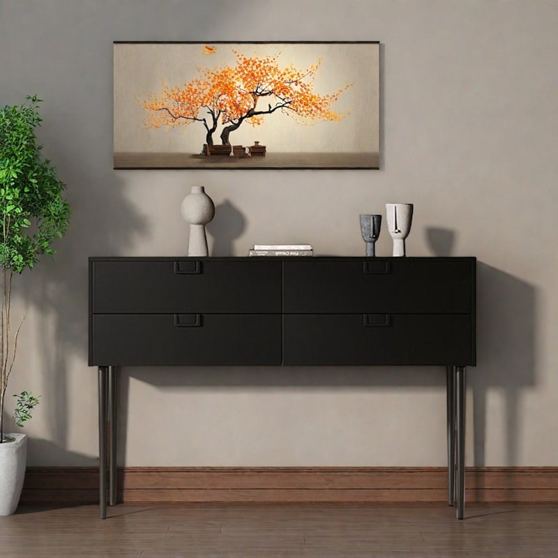 Console luxueuse noire minimaliste, H 33,5 po x l 39,4 po x P 15,7 po