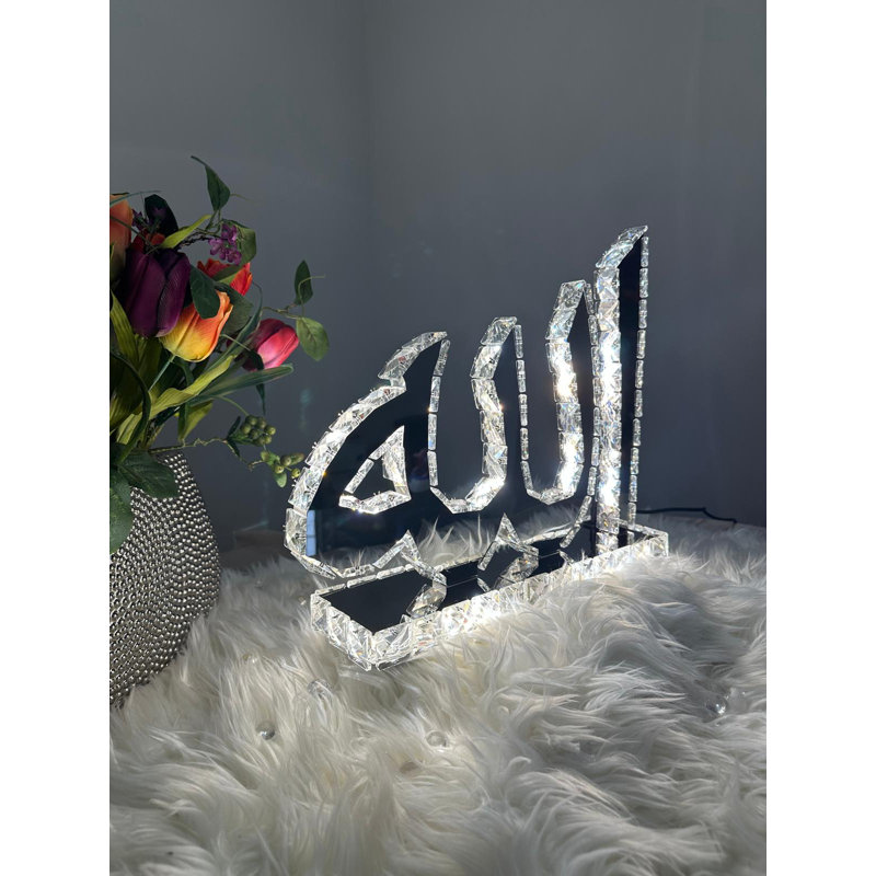 House of Hampton® Inc Crystal 16.5" Allah Sign With Two Colours Led Table Decor