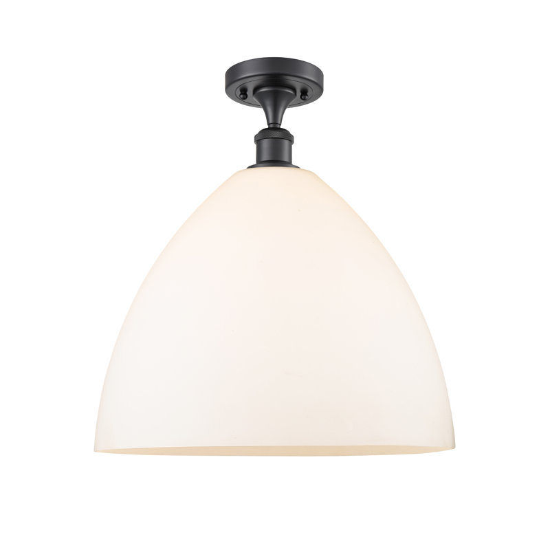 Plafonnier semi-encastré 1 lumière Germinia, Blanc mat, H 18,75 po x l 16 po x P 16 po, Noir mat