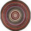 Tapis rond tressé antique à motif circulaire