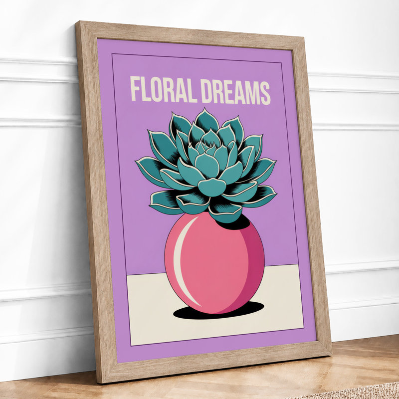 Floral Dreams Modern - Framed Print, A2 - 59.4 x 42.0 cm, Oak