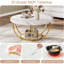 Table basse moderne et ronde, table basse à 2 niveaux avec faux marbre blanc et pieds en métal doré, table d'appoint avec centre de table circulaire pour le salon, blanc et or