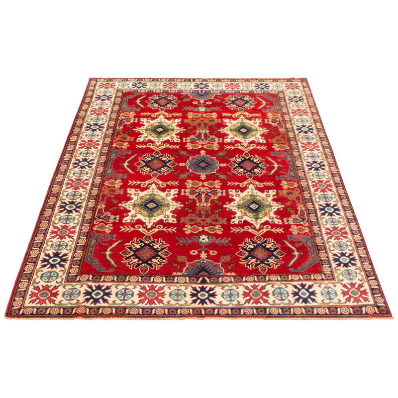 Tapis rouge foncé mâle de 6 pi 0 po x 8 pi 11 po Maléigh