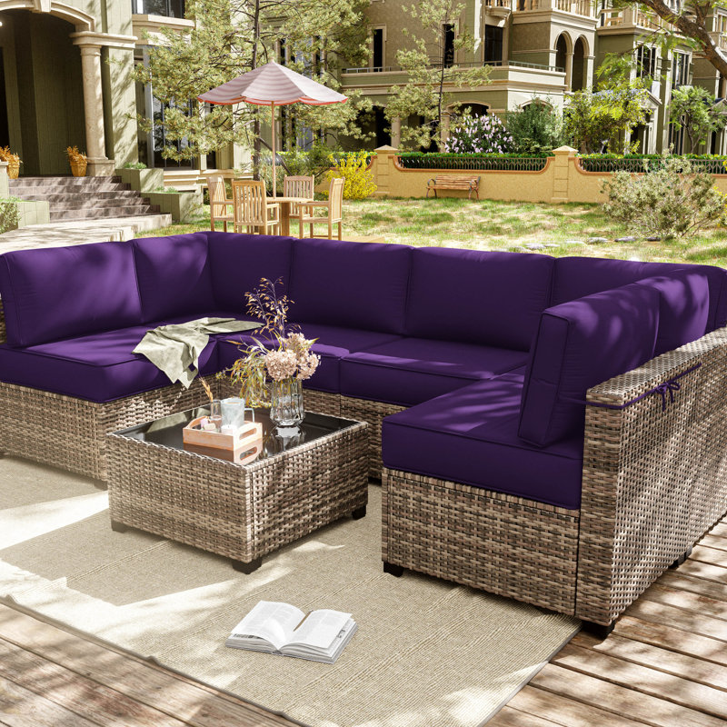 14-Piece Outdoor Seating Group Cushion Cover, Only Covers, Purple