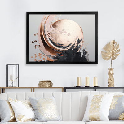 «Rosegold Half Circles Boho III», reproduction sur toile abstraite