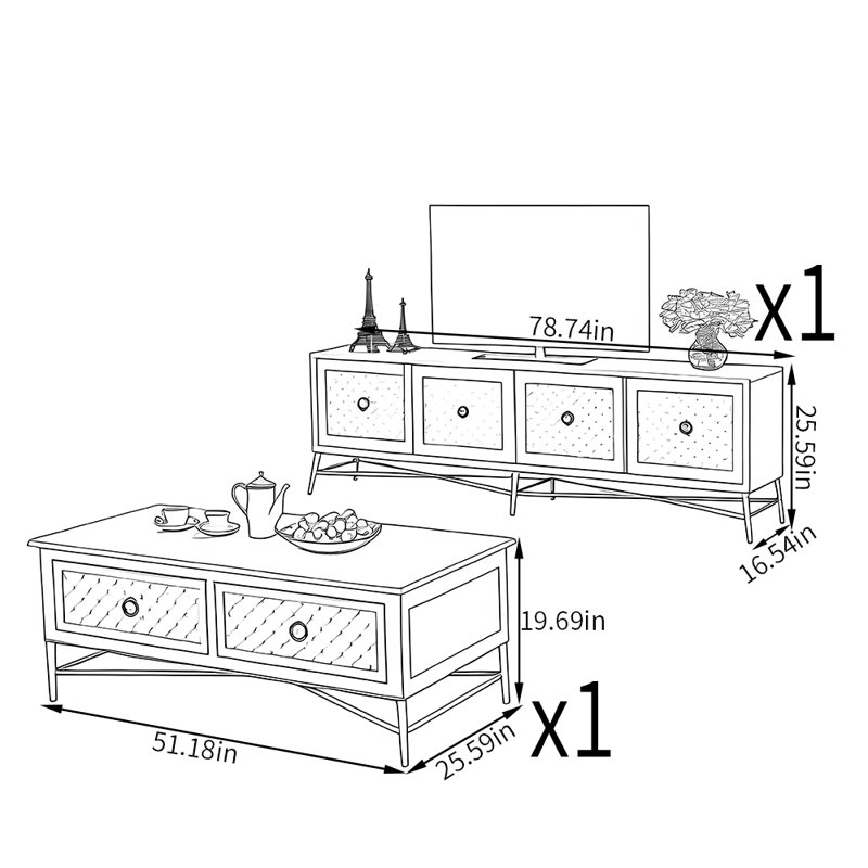 Meuble télé avec table basse