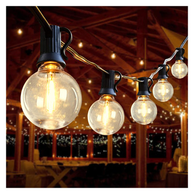 Guirlande de 98 lumières DEL d'extérieur de qualité commerciale avec 50 ampoules G40 incassables - Branches de patio et d'extérieur imperméables