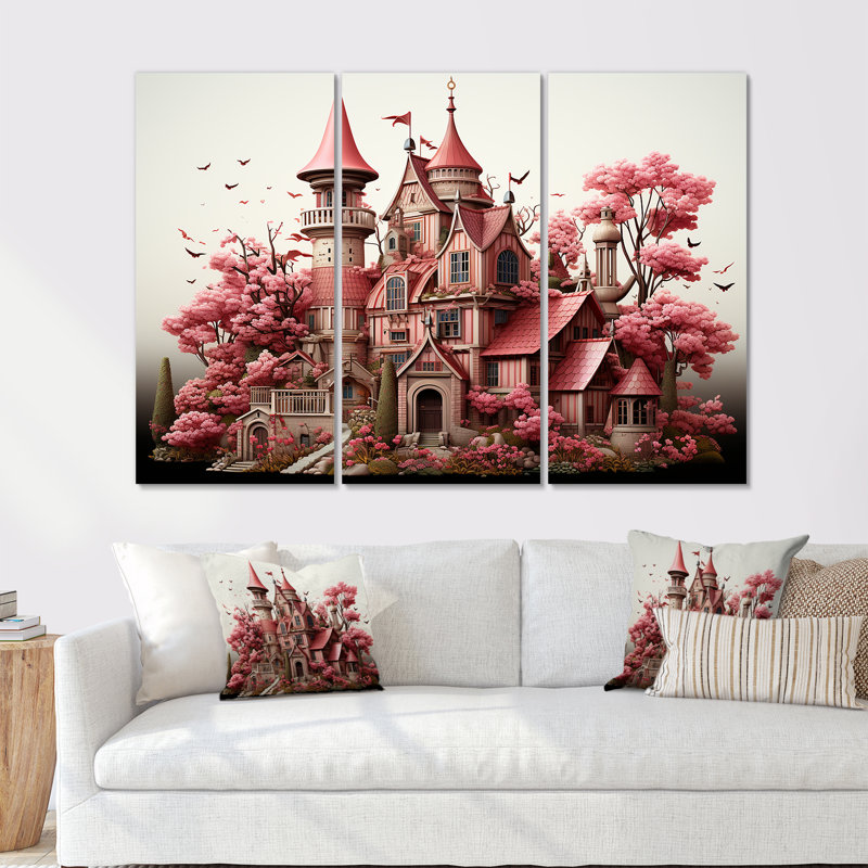 Monets, château, paysage revisité - Art mural classique, Toile tendue, H 40 po x l 60 po