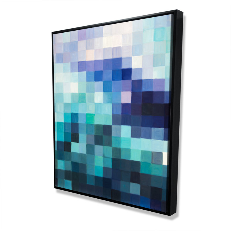 «Pixelized Landscape - Shapes», toile encadrée moderne