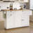 Jamera 60.2"W Kitchen Island with Two Large Storage Cabinets And Drawers, Locking Wheels-707145003