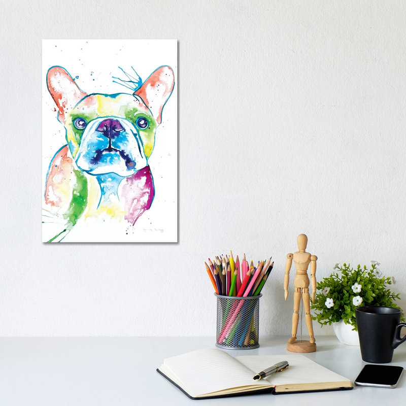 Watercolour Frenchie I by Jennifer Seeley - Wrapped Canvas Painting, 30.48cm H x 20.32cm W x 1.905cm D