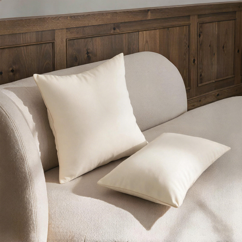 Ensemble de housses de coussin lombaire en velours 12 po x 20 po, taies décoratives douces, Offwhite, Pillow Cover