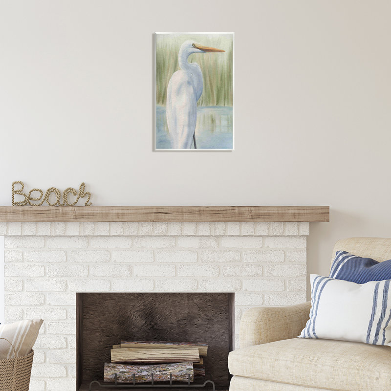«Stupell Industries Egret Marshland», peinture encadrée sur toile flottante par Grace Popp, H 19 po x l 13 po x P 0,5 po
