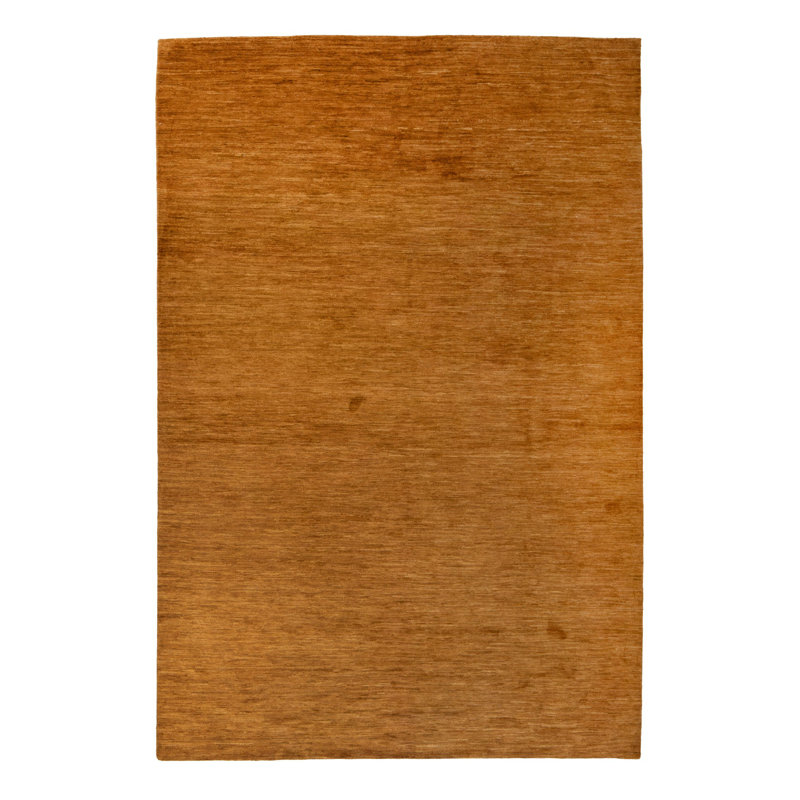 Camel Solid Wool Silk Blend Rug - 6' x 9'