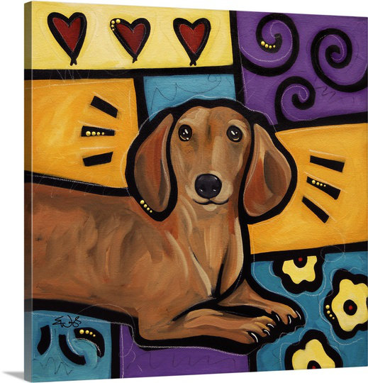 «Dachshund Pop Art» par Diethild, reproduction d'art sur toile, H 16 po x l 16 po x P 1,25 po
