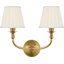 Embers 12" Double Sconce with Silk Box Pleat Shades