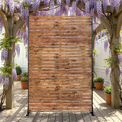 Metal Privacy Panel Set, 4’W x 6’H – Freestanding or Wall-Mount, Outdoor Privacy Screen for Indoor & Outdoor Use, Black Back
