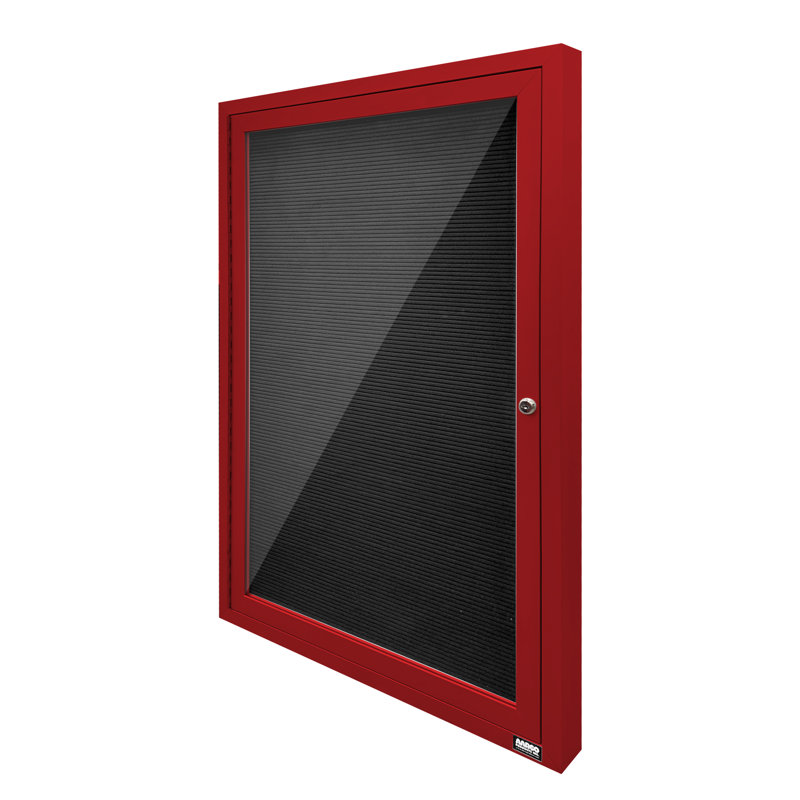 Tableau d'affichage mural fermé pour armoire d'annuaire, Rouge thermolaqué, Un, H 36 po x l 36 po